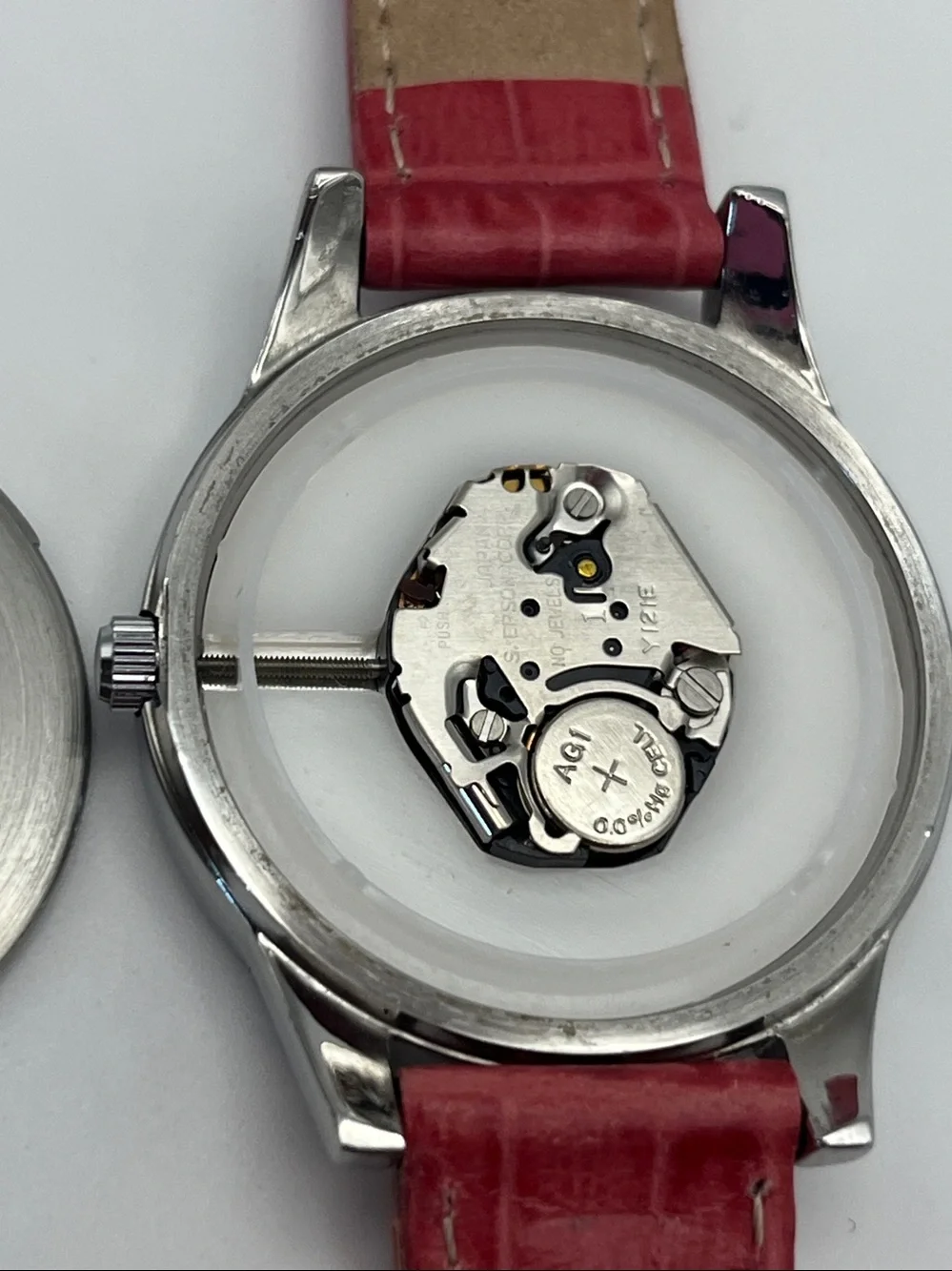Timex Silver Dial Watch with Pink Leather Strap